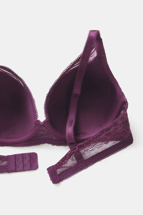 Zivame Primrose Padded Wired 3/4th Coverage Lace Bra - Dark Purple — image 5